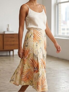 Jones New York Silk Linen Blend Tropical Skirt